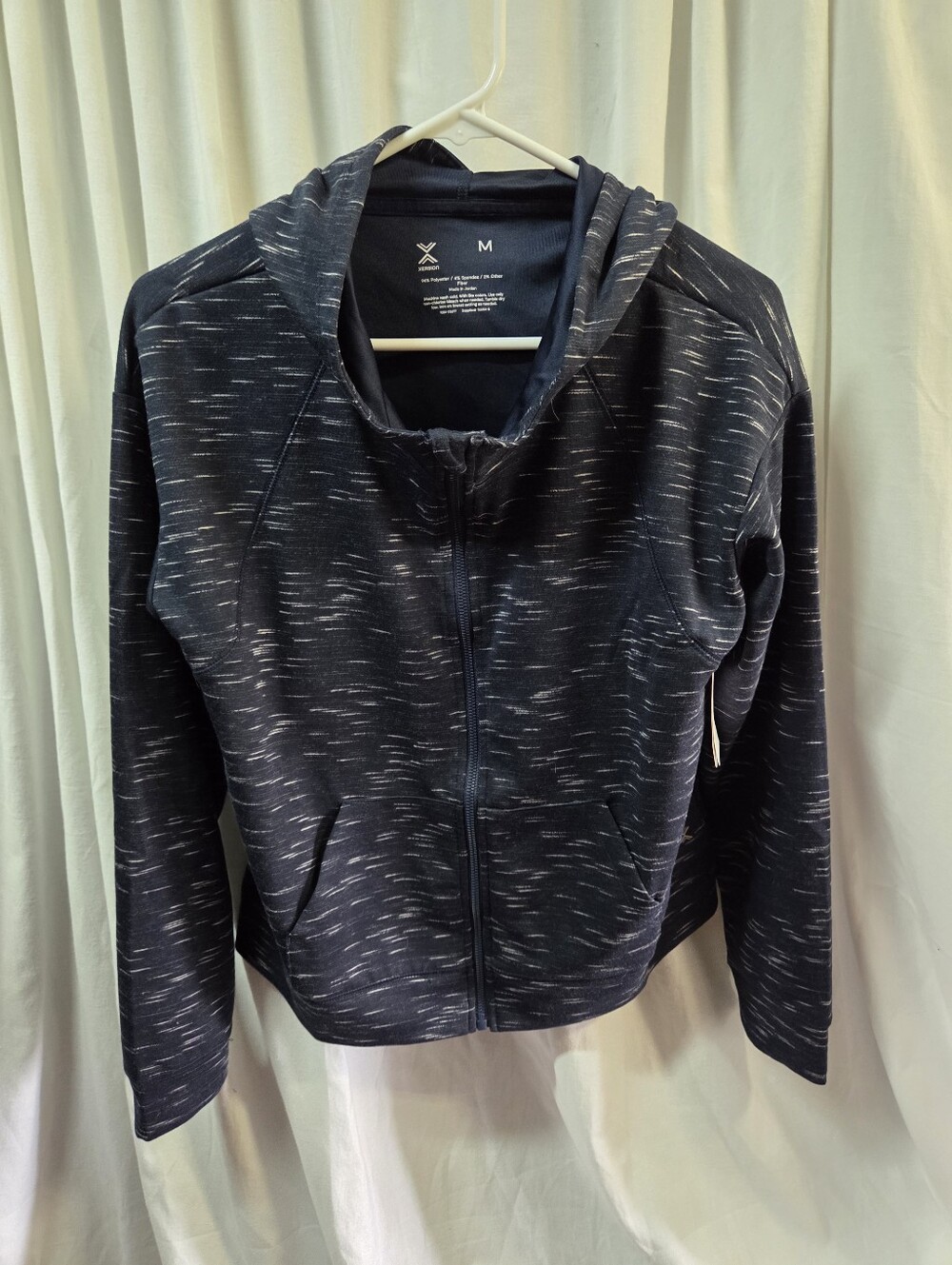 Xersion Black Heather Full-Zip Hoodie Jacket